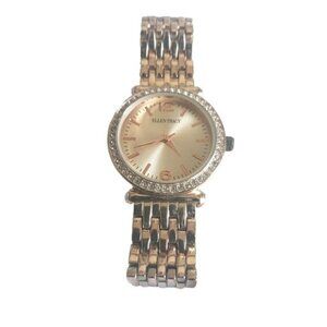 Ellen Tracy Rose Gold Tone Rhinestone Quartz Women's Watch